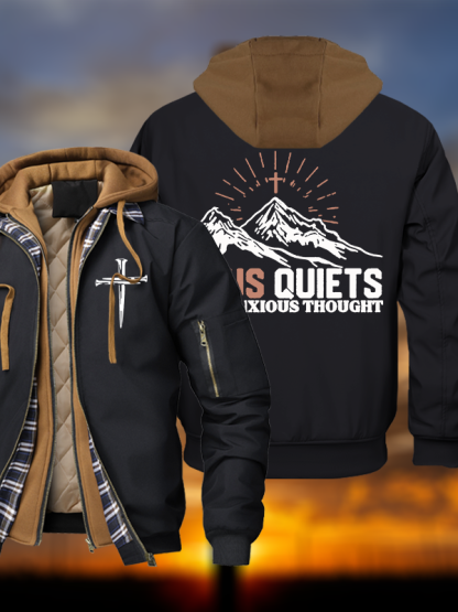 Jesus Quiets Every Anxious Thought Warm Hooded Bomber Jacket