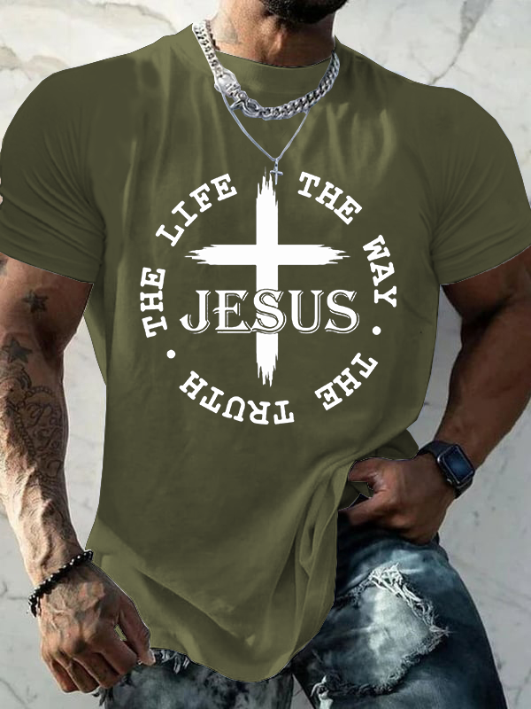 The Way The Truth The Life Jesus God Christian Cotton T-Shirt