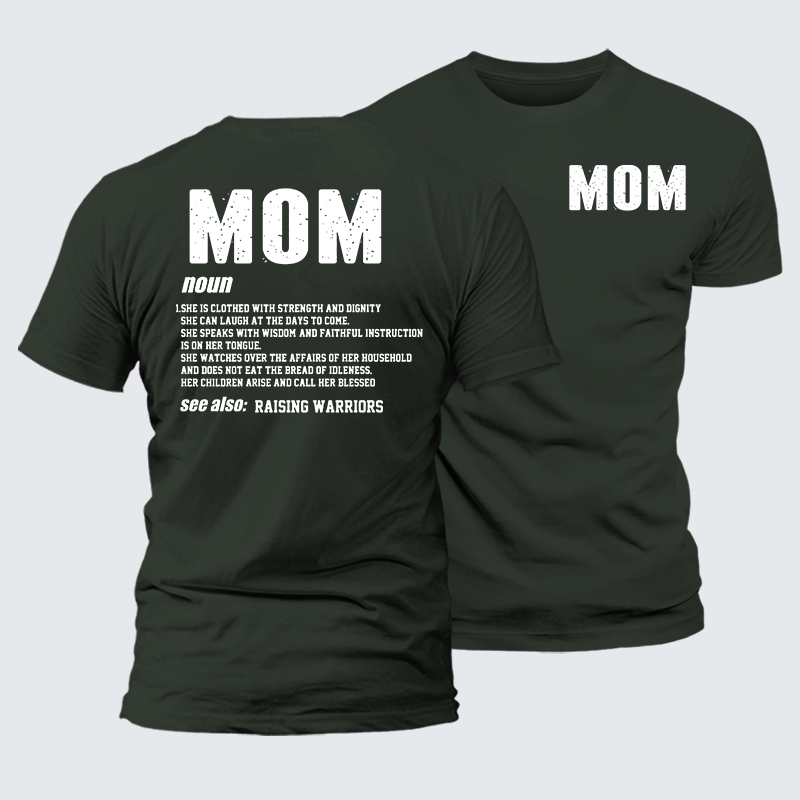 Mom Raising Warriors Jesus God Christian Premium Mercerized Cotton Tee