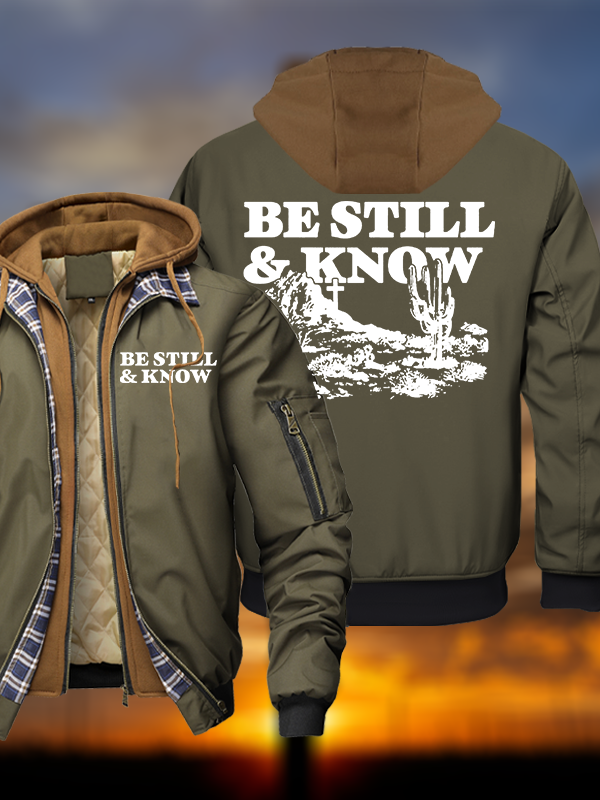 Be Still And Know Warm Hooded Bomber Jacket