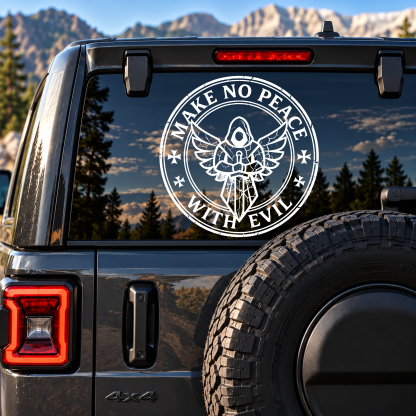 Car & Truck Vinyl Decals  - Make No Peace with Evil Knight Templar Jerusalem Cross
