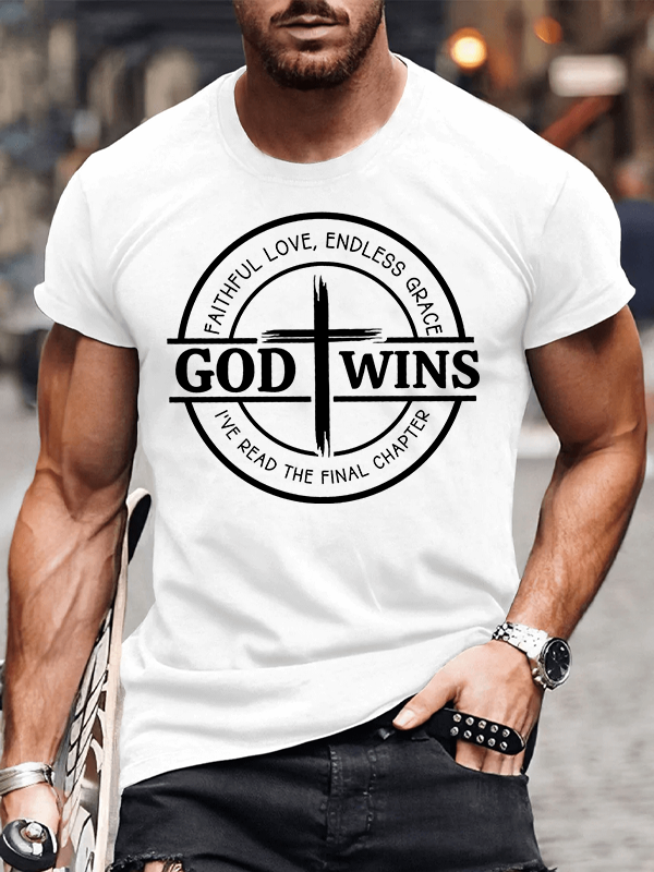God Wins Jesus God Christian Cotton T-Shirt