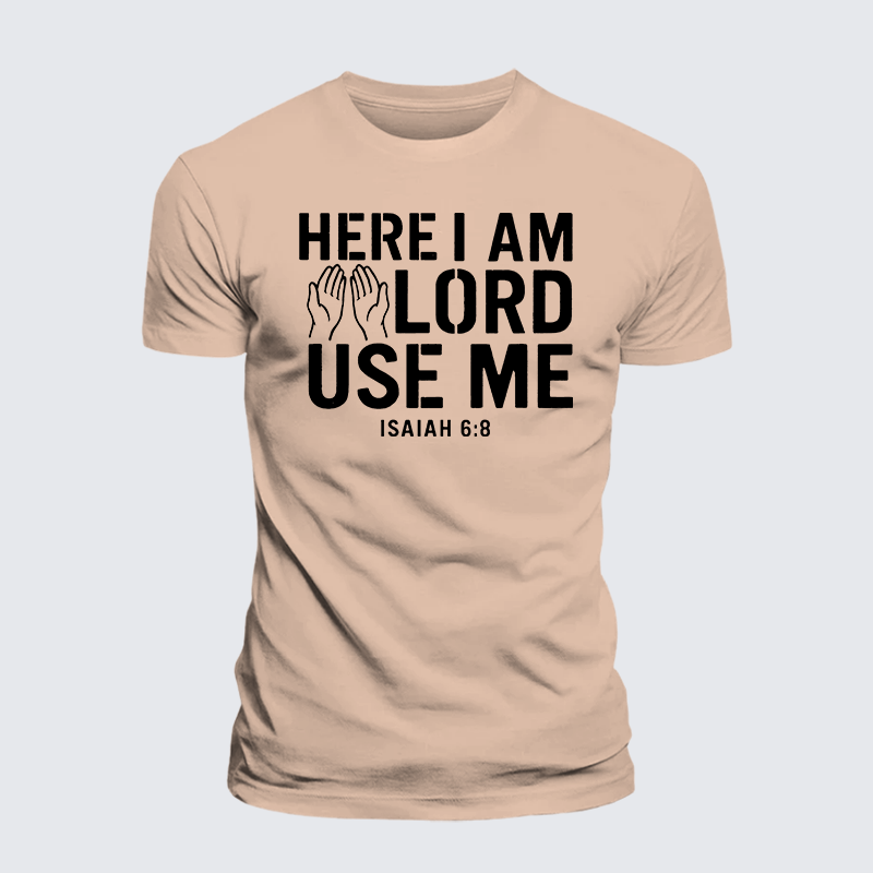 Here l am Lord Use Me Jesus God Christian Premium Mercerized Cotton Tee