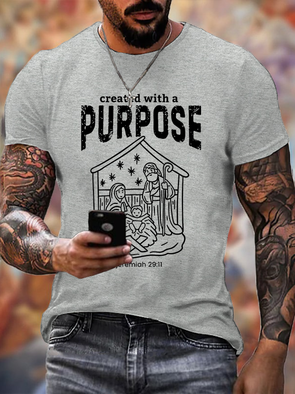 Created With A Purpose Jesus God Christian Cotton T-Shirt