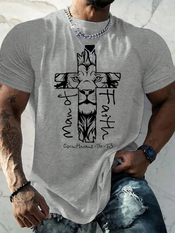 Man Of Faith Jesus God Christian Cotton T-Shirt
