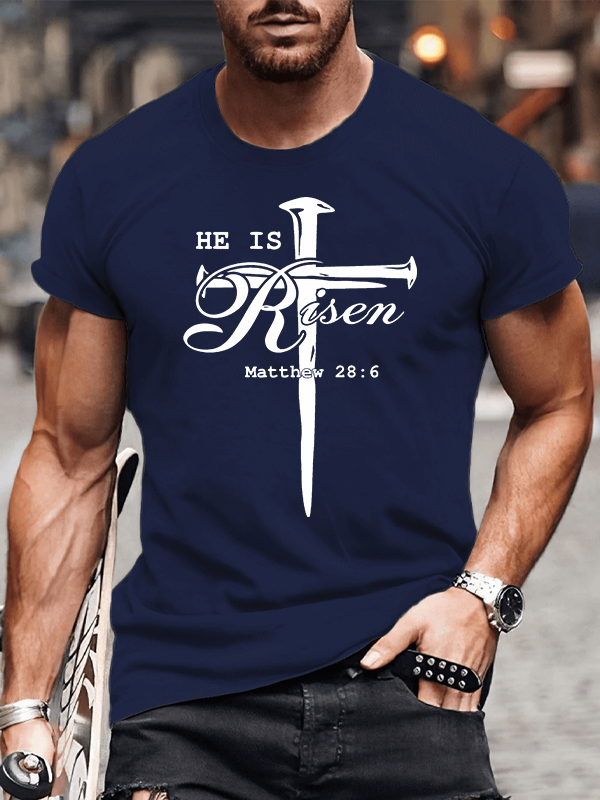 He Is Risen Jesus God Christian Cotton T-Shirt