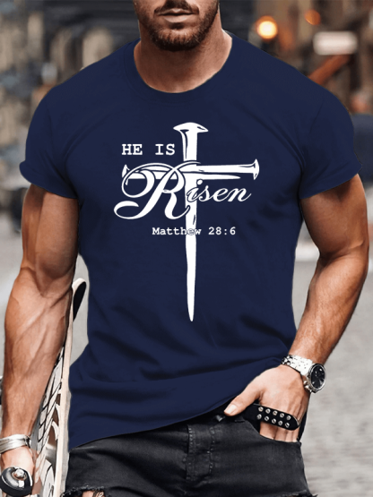 He Is Risen Jesus God Christian Cotton T-Shirt