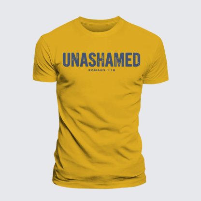 UNASHAMED Romans 1:16 Jesus God Christian Premium Mercerized Cotton Tee