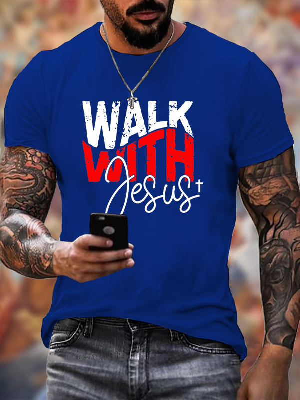 Walk With Jesus Jesus God Christian Cotton T-Shirt