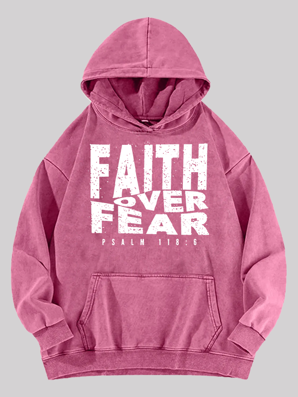 Faith Over Fear Jesus God Christian Washed Hoodie
