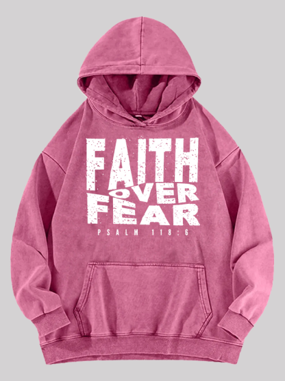 Faith Over Fear Jesus God Christian Washed Hoodie