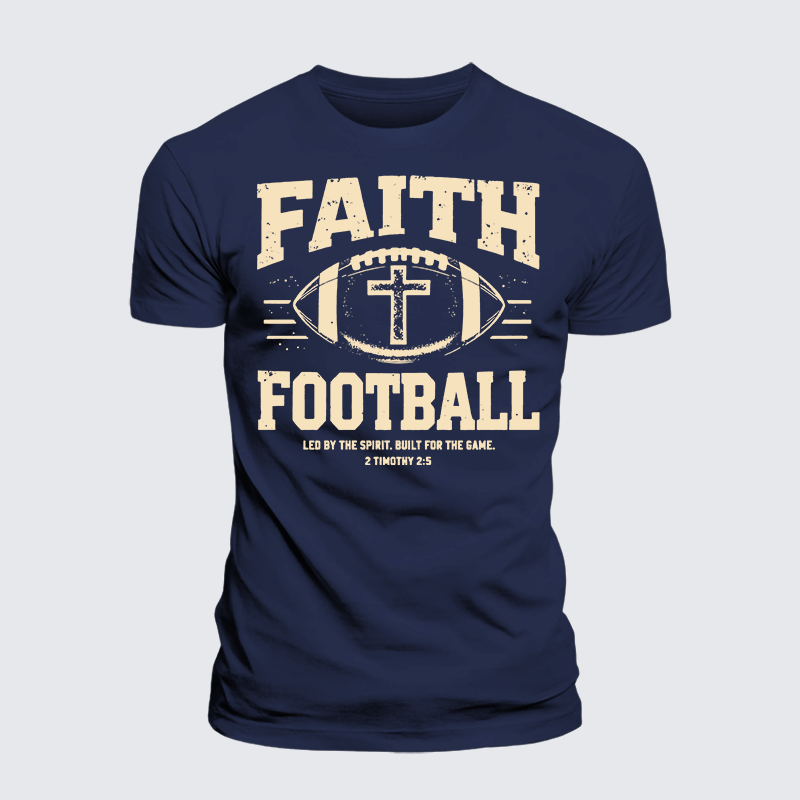 FAITH & FOOTBALL Jesus God Christian Premium Mercerized Cotton Tee