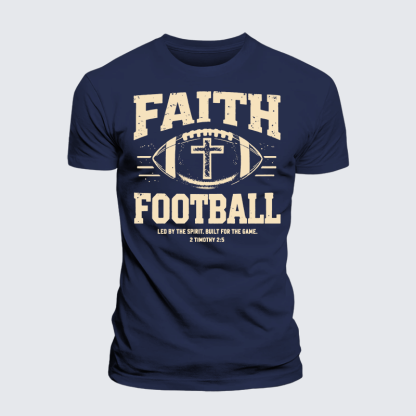 FAITH & FOOTBALL Jesus God Christian Premium Mercerized Cotton Tee