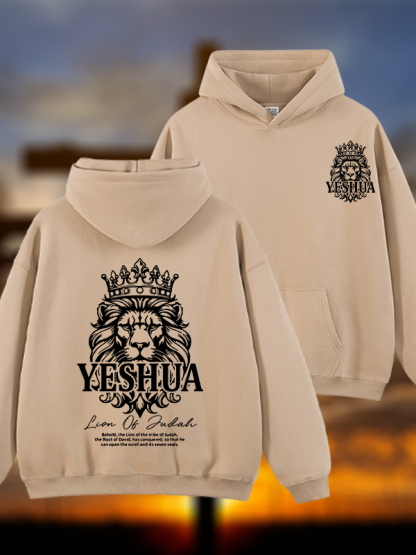 Lion Of Judah Jesus God Christian Plush Fleece-Lined Hoodie