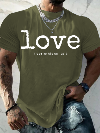 Love 1 Corinthians 13:13 Jesus God Christian Cotton T-Shirt