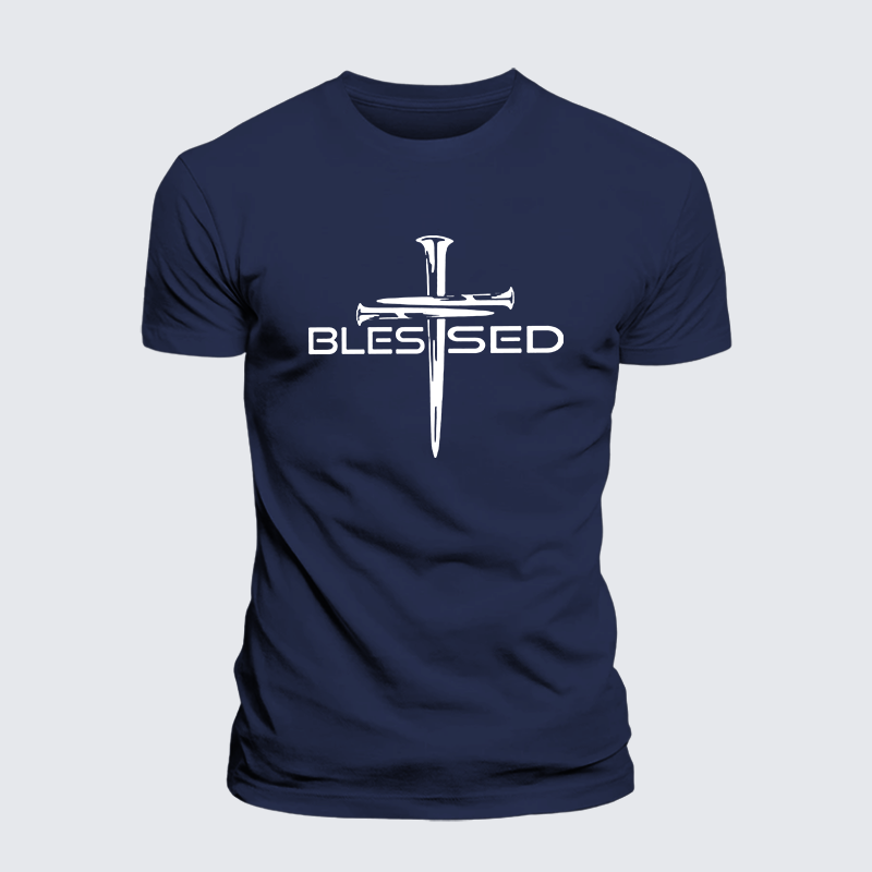 Cross Blessed Jesus God Christian Premium Mercerized Cotton Tee