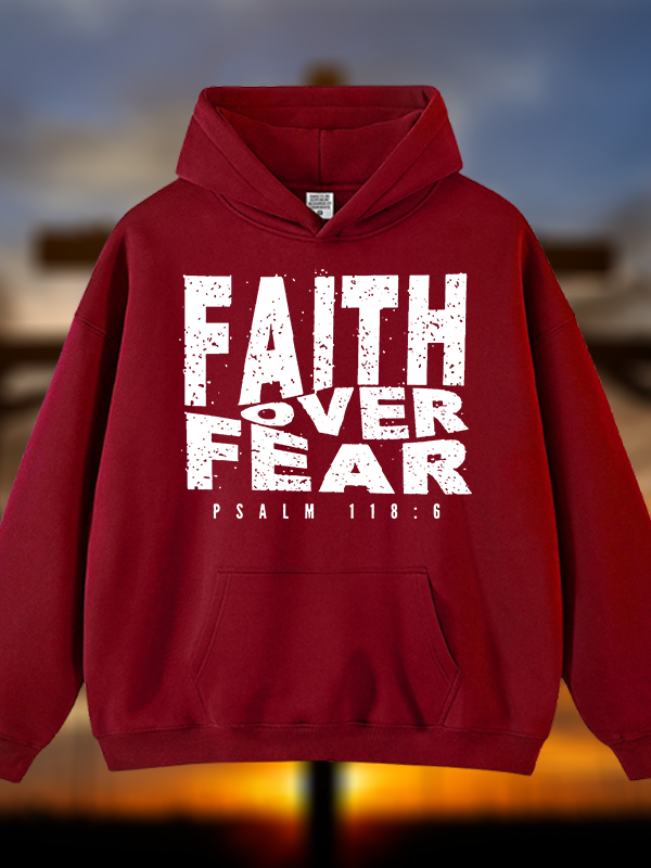 Faith Over Fear Jesus God Christian Plush Fleece-Lined Hoodie