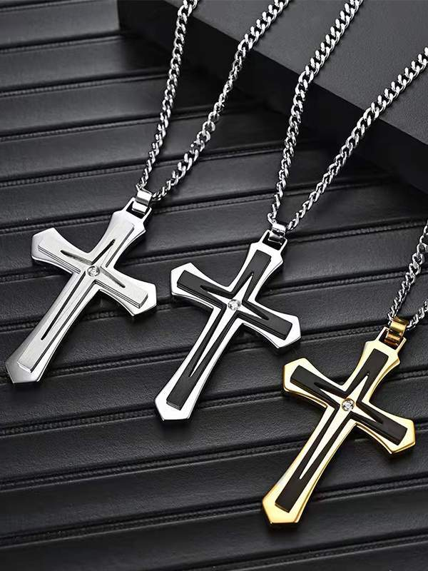 Christian Stainless Steel Cross Long Pendant