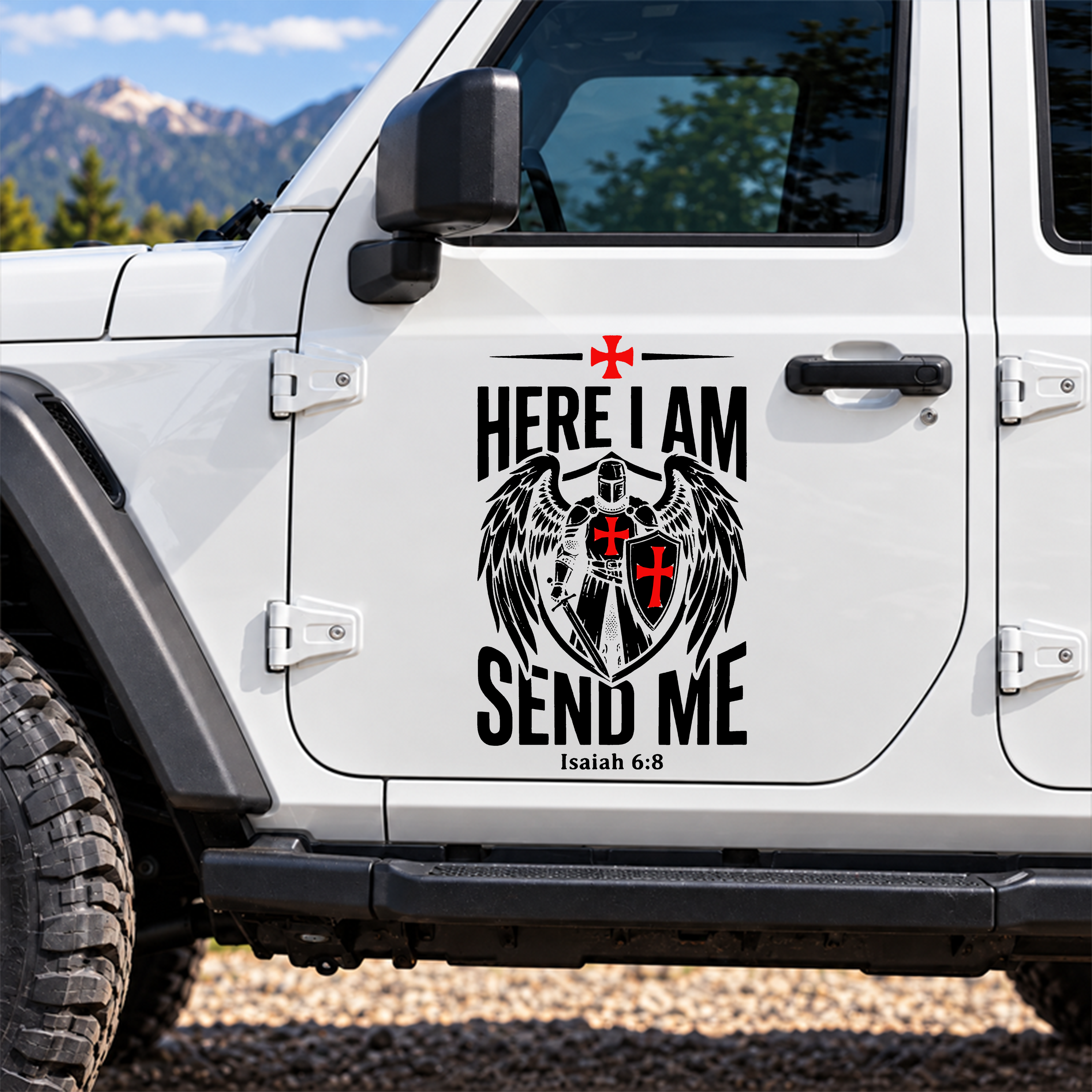 Car & Truck Vinyl Decals- Here I Am Send Me Knight Templar Crusader