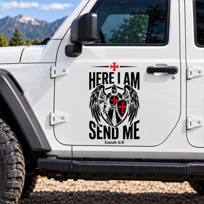 Car & Truck Vinyl Decals- Here I Am Send Me Knight Templar Crusader