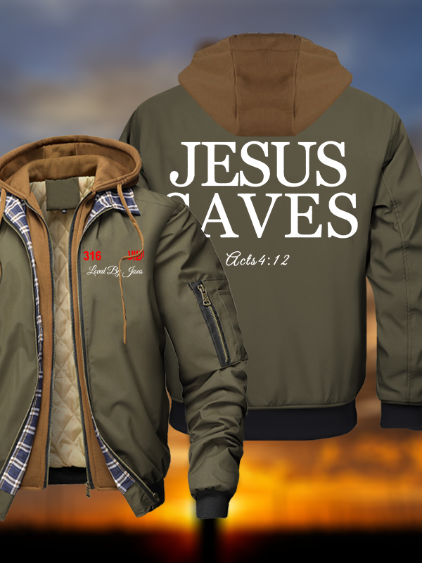 Jesus Saves Warm Hooded Bomber Jacket