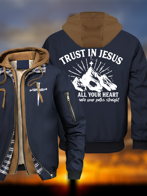 Trust In Jesus With All Your Heart Warm Hooded Bomber Jacket