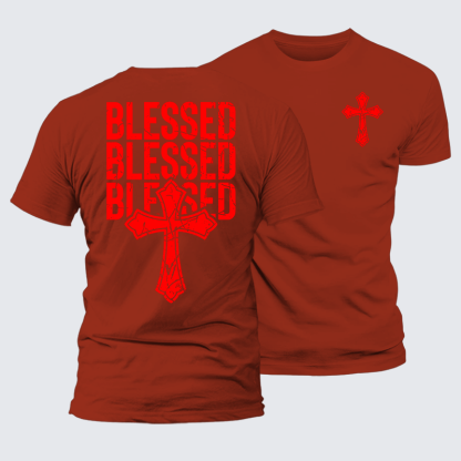 Blessed Cross Jesus God Christian Premium Mercerized Cotton Tee