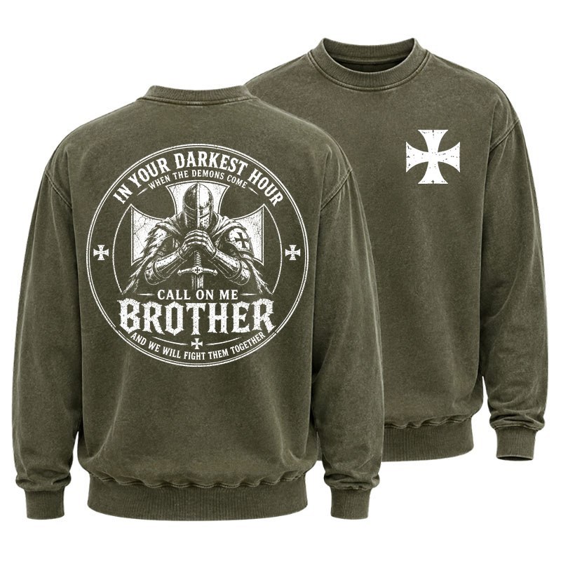 Washed Sweatshirt - Call On Me Brother – Knights of Faith