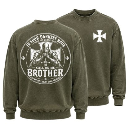 Washed Sweatshirt - Call On Me Brother – Knights of Faith
