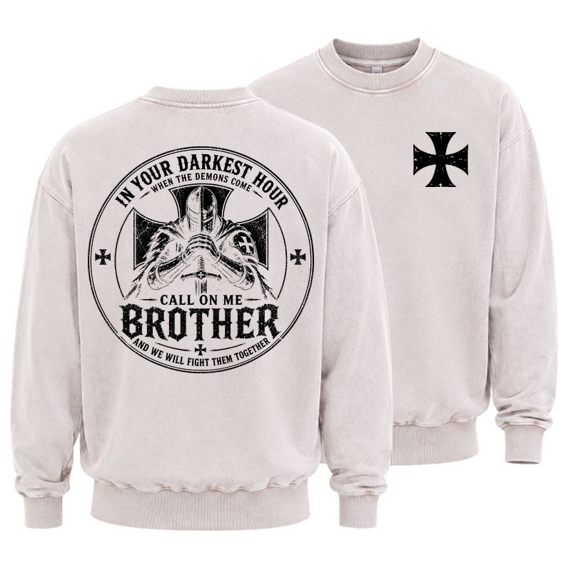 Washed Sweatshirt - Call On Me Brother – Knights of Faith