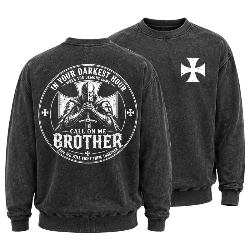 Washed Sweatshirt - Call On Me Brother – Knights of Faith