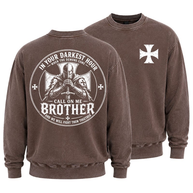 Washed Sweatshirt - Call On Me Brother – Knights of Faith