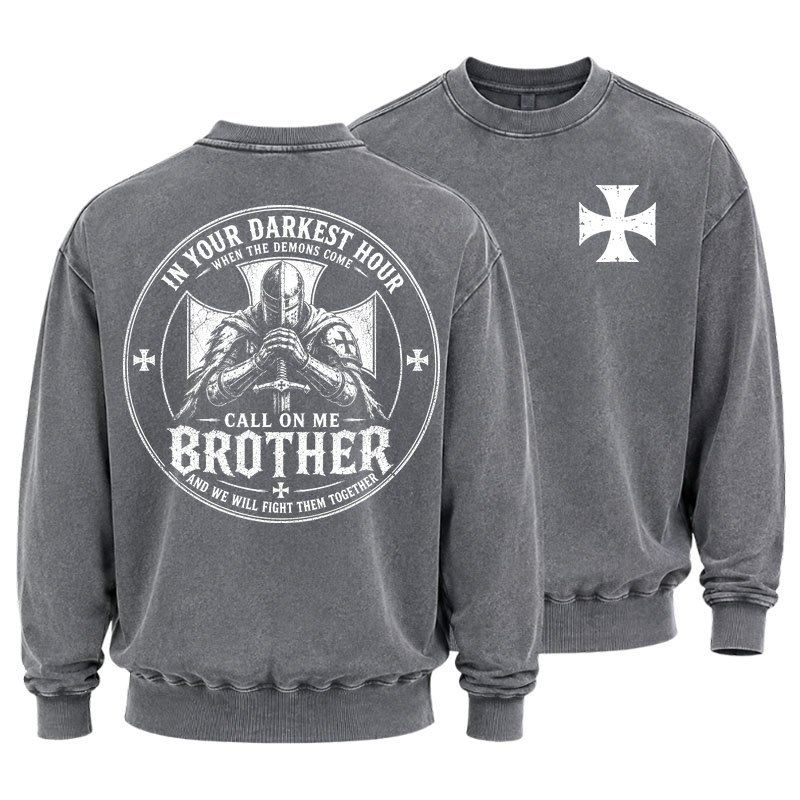 Washed Sweatshirt - Call On Me Brother – Knights of Faith