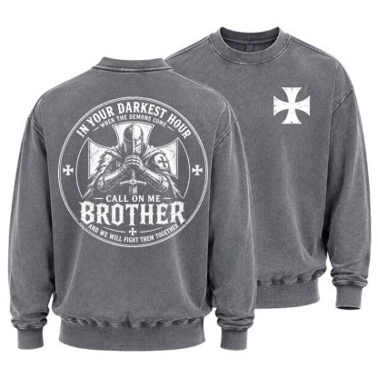 Washed Sweatshirt - Call On Me Brother – Knights of Faith