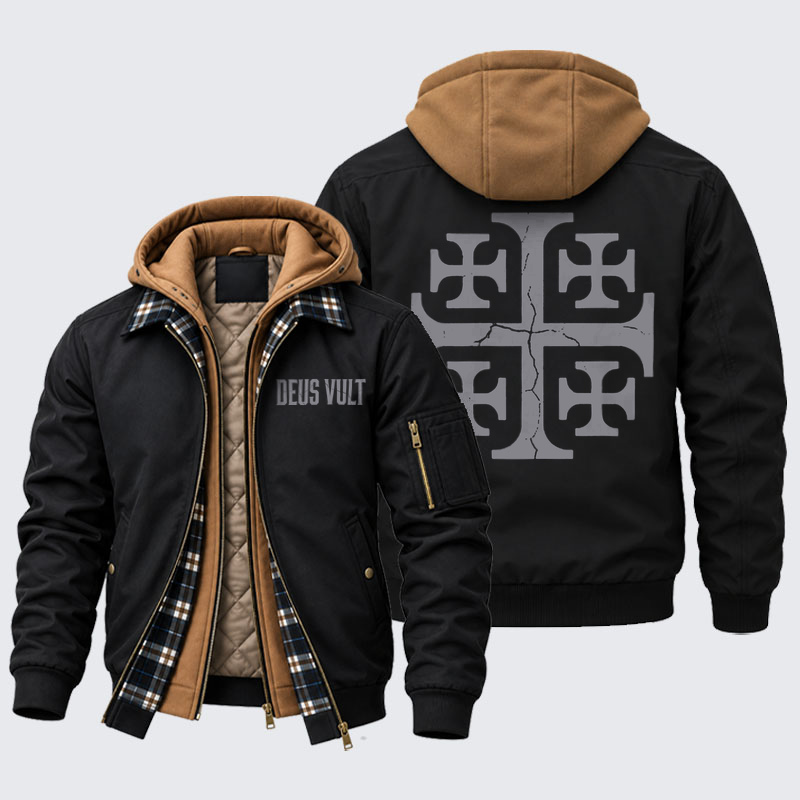 Hooded Bomber Jacket - Deus Vult