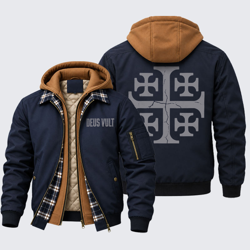 Hooded Bomber Jacket - Deus Vult