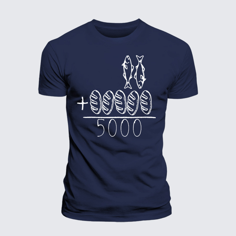 2 Fishes 5 Breads Jesus Feeds The 5000 Jesus God Christian Premium Mercerized Cotton Tee