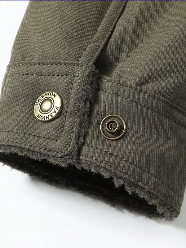 Men's Cross Print Casual Fleece-Lined Jacket