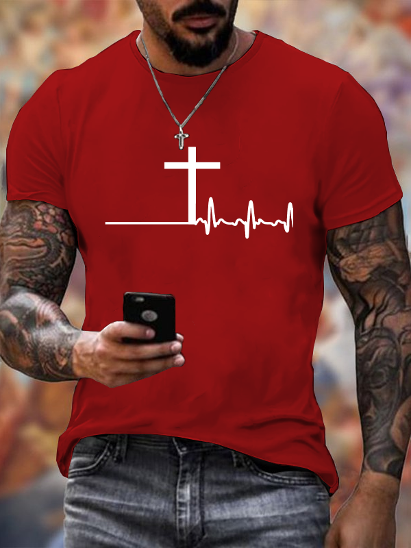 ECG Cross Cotton Crew Neck T-shirt