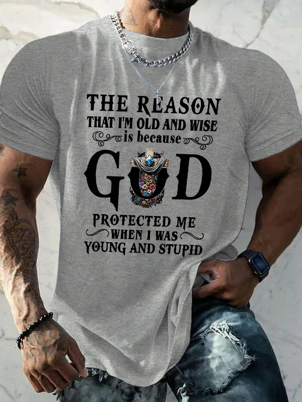 Casual Faith God Alphabet Printed Cotton T-shirt