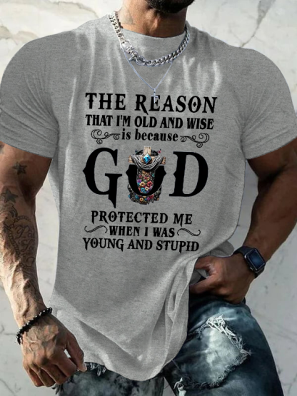 Casual Faith God Alphabet Printed Cotton T-shirt