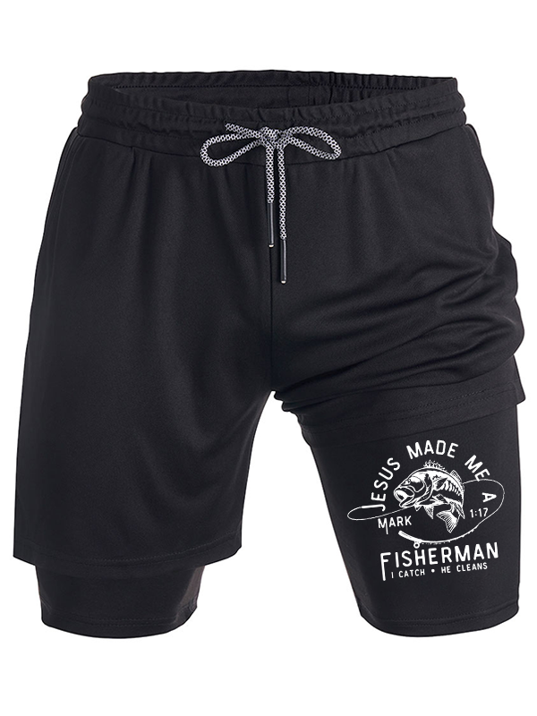 Jesus Made Me A Fisherman Christian Performance Shorts