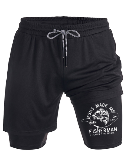 Jesus Made Me A Fisherman Christian Performance Shorts