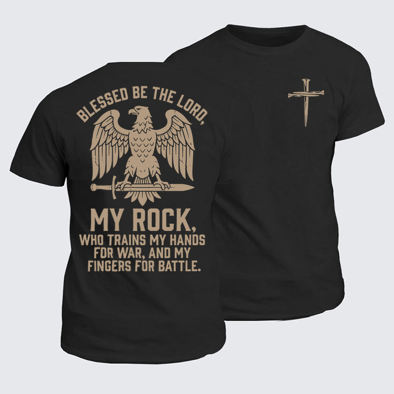 Classic Cotton Tee - Blessed Be The Lord - Black (front and back)