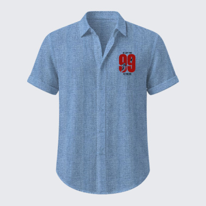 Short Sleeve Casual Shirt - He Left The 99 To Find Me - Sky blue (front)