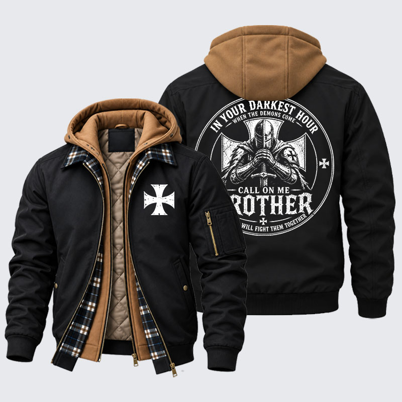Hooded Bomber Jacket - Call On Me Brother – Knights of Faith