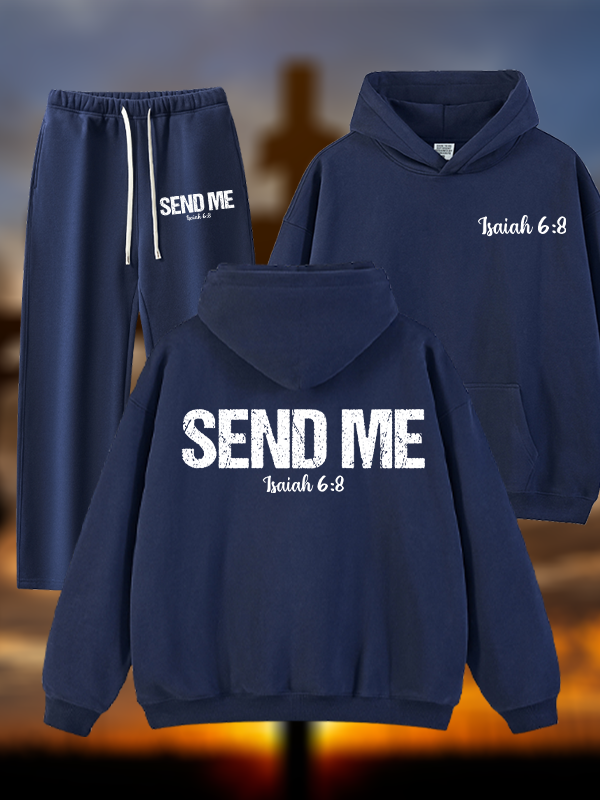 Isaiah 6:8 ‘Send Me’ Jesus God Christian Plush Fleece-Lined Hoodie Set