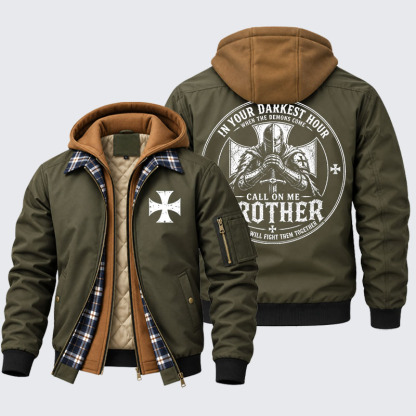 Hooded Bomber Jacket - Call On Me Brother – Knights of Faith