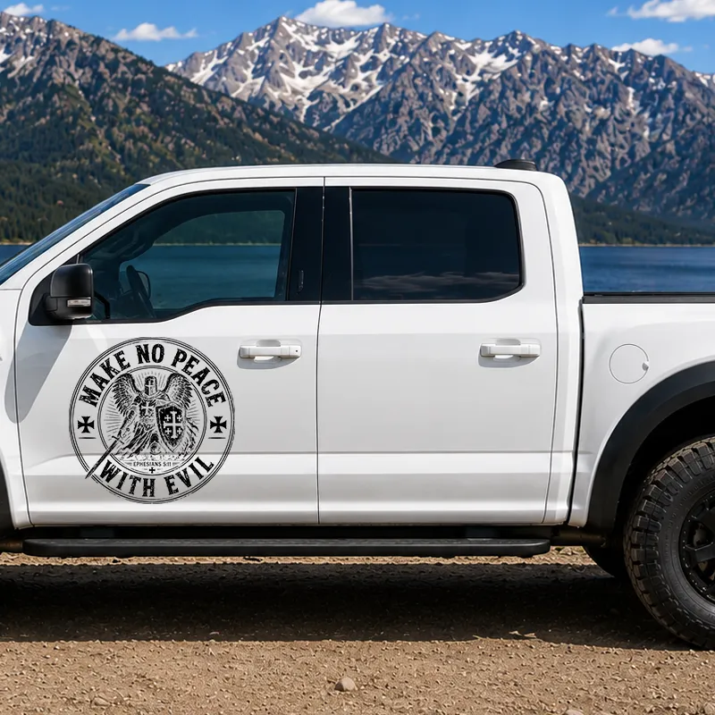Car & Truck Vinyl Decals-Make No Peace with Evil