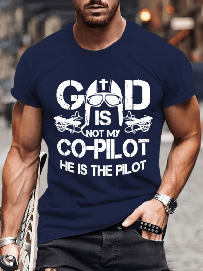  God Is My Pilot Christian Cotton T-Shirt